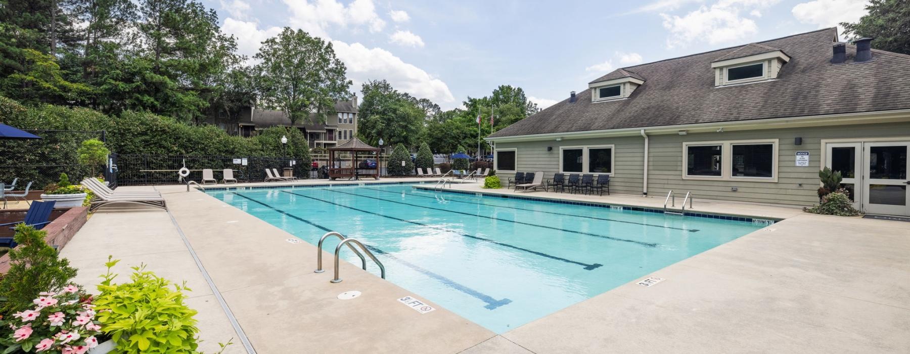 a swimming pool in a backyard