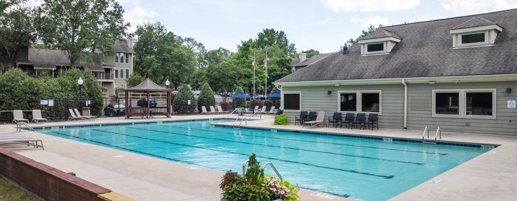 a swimming pool in a backyard